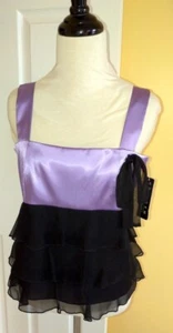 John Paul Richard UNIFORM Lavendel/gestuft schwarz Seide Unterhemd Tank Top (S) Neu mit Etikett - Bild 1 von 5