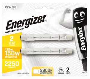 2x Energizer LINEAR 78mm R7s 2250 Lumens Halogen Bulb 240V ( 120 W ) - Dimmable - Picture 1 of 2