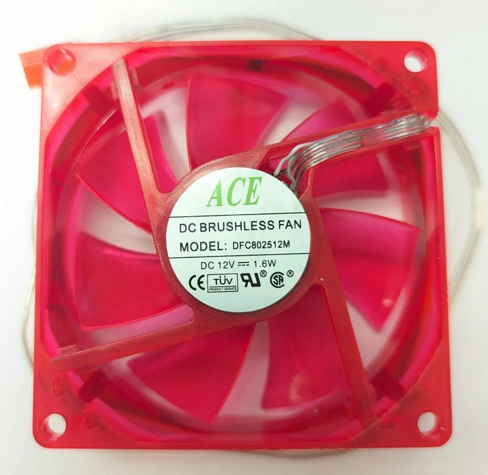Ace 80mm x 25mm Computer Case UV Red 3-Pin Cooling Fan with 4 LEDs - Image 1 of 1