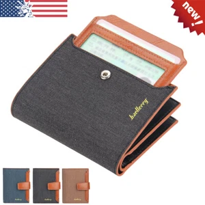 Cartera plegable de lona corta para hombres porta tarjetas de crédito con cremallera bolsillo para monedas - Imagen 1 de 13