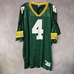 Vintage 90s Champion NFL Green Bay Packers Brett Favre 4 Green Jersey Mens 48 XL - Picture 1 of 8