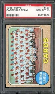 1968 TOPPS #497 CARDS TEAM PSA 10 CARDINALS - Picture 1 of 2