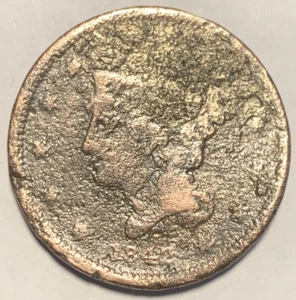 1842 großer Cent ~ geflochtenes Haar ~ 1 Penny/Cent ~ Kupfer USA Münze 1L2788 - Bild 1 von 8