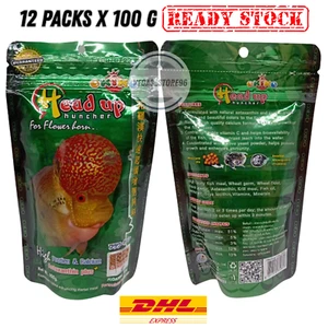 12 Pack Fish Food Flowerhorn Okiko Head Up Huncher Cichlid Pellets Floating 100g - Picture 1 of 11