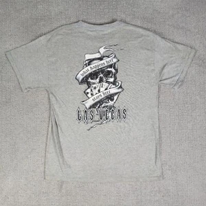 Skull Vegas T Shirt Mens Size M Gray Casino Gambling Y2K Style Tattoo - Picture 1 of 8