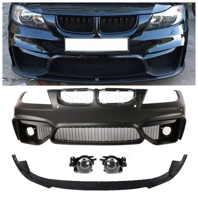 Front Bumper Cover W/Lip&Fog Fit  M4 F80 Style For BMW 3Series E90/E91 2006-2008 Foto 1 de 4