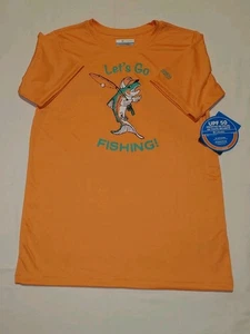 Columbia T-Shirt Youth Boys Large Terminal Tackle PFG  Lets Go Fishing Orange  - Picture 1 of 7