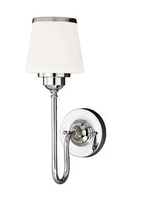 Kelsy 1-Light 6 in. Chrome Vanity Lighting Fixture, White Frosted Opal Shade NEW - Picture 1 of 9