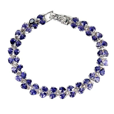 925 Pulsera Plata Ley Pera Iolita 5x4mm Gema Natural Joyería 6.5inche - Imagen 1 de 4