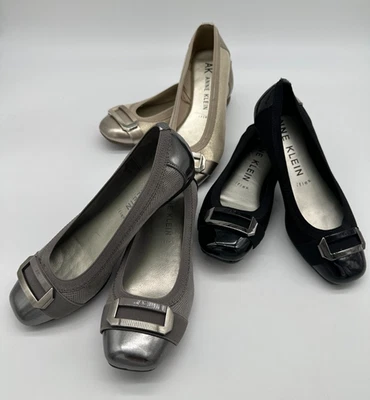 Anne Klein IFlex Size 7.5  Shoes Loafers Slip-On Lot - Gold, Silver, & Black - Image 1 of 3