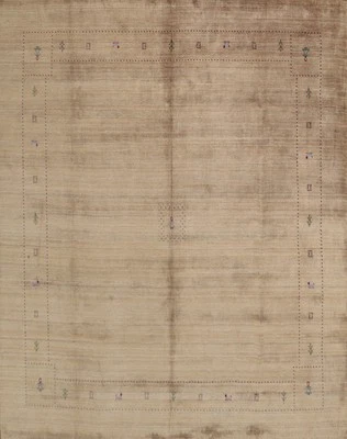 Nomadic Handmade Gabbeh Square Wool Brown Area Rug Room Size Oriental Carpet 9x9 - Image 1 of 4