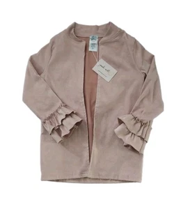 Mia Belle Mädchen Rouge Rosa gebürstetes Wildleder vorne offen Rüschenärmel Jacke Gr. 8Y - Bild 1 von 6