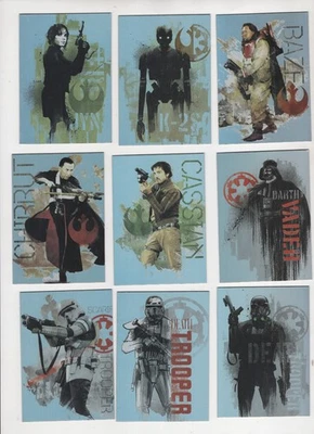 CHARACTER FOILS STAR WARS ROGUE ONE 2016 TOPPS COMPLETE INSERT SET 9 CARD LOT - Image 1 of 2