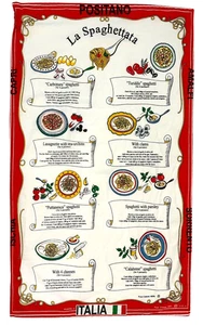 Positano Italy La Spaghettata XL 100% Egyptian Cotton Tea Towel 34 x 20 - Picture 1 of 22