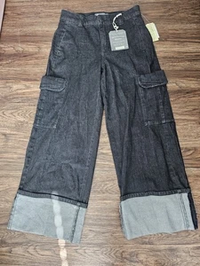 Pantalones de mezclilla para mujer Democracy "Ab" Technology Skyrise pierna ancha puños cargo talla 4... - Imagen 1 de 16