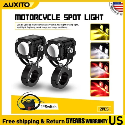 Faro LED para motocicleta amarillo blanco rojo punto alto/bajo luz antiniebla de conducción AT A Foto 1 de 4