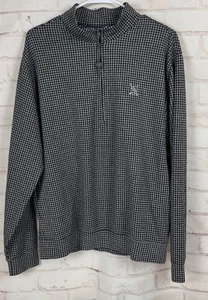 Maglione uomo Donald Ross grande quarto zip nero/grigio pied de poule casual nuovo senza etichette!! - Foto 1 di 9