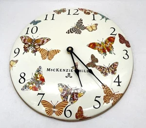 MacKenzie Childs Butterfly Garden Clock White Metal Enamel AS IS - Picture 1 of 5