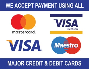 POSTER TUTTE le principali carte di credito e debito accettate qui Visa MasterCard Maestro - Foto 1 di 1