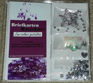 Briefkarten Bastelsatz silber zum selber gestalten je 5 Karten u. Umschläge+Deko - Bild 1 von 1
