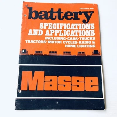 Vintage Masse Battery Specifications & Applications Dec 1969 Trucks Tractors Etc - image 1 of 4