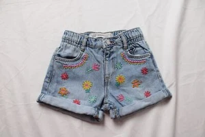 Paper Bag Denim Co Girls Kids Flower Print Shorts AP2 Blue Size: 1.5-2yrs - Picture 1 of 3