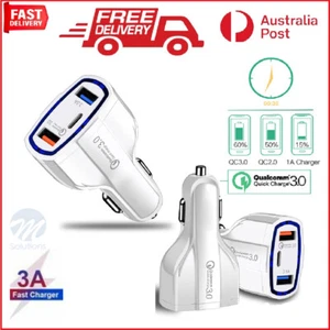 Quick Fast Car Charger 3Port USB PD QC3.0 Adapter Cigarette Lighter Socket-White - Picture 1 of 8