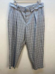 A NEW DAY Slacks Womens 6 Gray Plaid Trousers Belted Dress Pants Relaxed Career - Picture 1 of 7