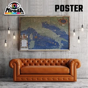 Carteles Mapa Italia Antiguo Bota Mare Tierra Regiones Lago Antiguo Mapa - Imagen 1 de 1