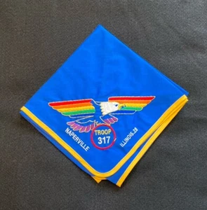 Vintage B.S.A. Neckerchief  Troop 317 “NAPERVILLE, ILLINOIS.28” ~item D115 - Picture 1 of 6