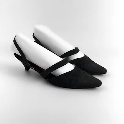 Vintage Susan Bennis Warren Edwards Black Kitten Heels Size 7.5 – Made in Italy - Image 1 of 4
