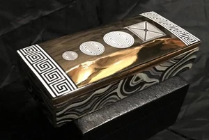 Jonathan Adler Kunstkeramik Modernist Topiary lange Schmuckschatulle abgeplatzt + Schale - Bild 1 von 12