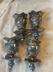 4 verzierte Jugendstil Kerzenleuchter Tops versilbert - Bild 1 von 8