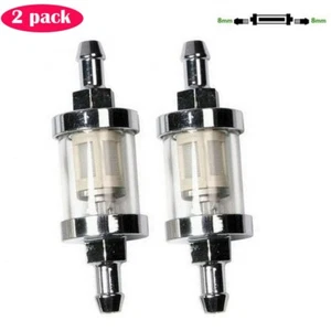 2Pcs Universal Fuel Filter Glass Chrome Petrol Inline Washable 8mm 5/16" - Picture 1 of 6