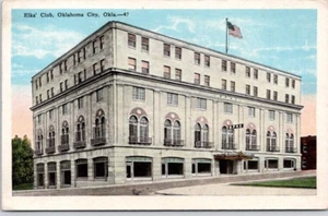 OKLAHOMA CITY, OKLA. POSTKARTE Elks' Club, B.P.O.E. Schild über Eingang - Bild 1 von 2