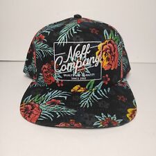 Neff Hat Cap Snap Back Mens Adjustable Logo Black Floral Design 