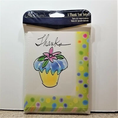 Cupcake with Dots Thank You Notes ~ 8 Sealed Thank You Notes and Envelopes - Image 1 of 2