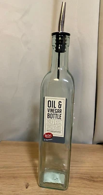 TableCraft Aceite y Vinagre Vidrio Transparente/Botella de Caño Inoxidable 16 OZ ea Foto 1 de 4