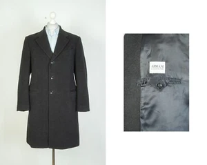 -Men's Armani Collezioni Wool Viscosa Gray Trench Coat Jacket Size 54 - Picture 1 of 11