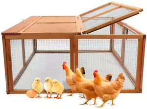 46" Folding Wooden Chicken Coop Rabbit Hutch Pet Cage Run Animal Poultry Habitat - Picture 1 of 14