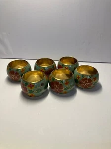 Brass and Hand Painted Floral Vintage Napkin Rings (6) - Picture 1 of 22