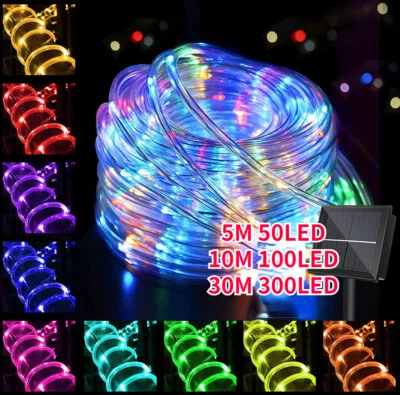 Solar Rope Lights Outdoor Tube Fairy String Lights Waterproof Garden Patio Decor - Image 1 of 4