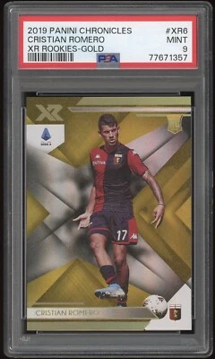 PSA 9 Cristian Romero 2019 Panini Chronicles XR Rookies #XR6 GOLD/10 Rookie RC Foto 1 de 2