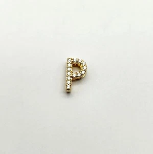 Vintage Sterling Silver Gold Overlay CZ Inlay Letter 'P' Charm Pendant - 0.6g - Picture 1 of 3