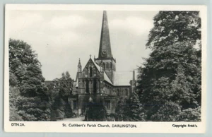 Postcard St, Cuthberts parish church, Darlington RPPC - Picture 1 of 2
