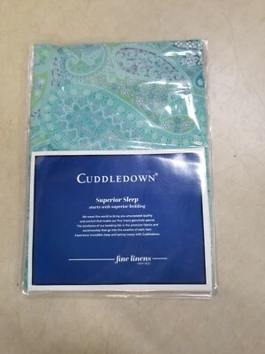 Faça de cetim Cuddledown Mediterranean Paisley - Aqua Multi - Europeia - Imagem 1 de 4