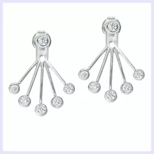 Pendientes de puño y chaqueta de rodio sobre plata esterlina de cristal transparente 2 en 1 - Imagen 1 de 3