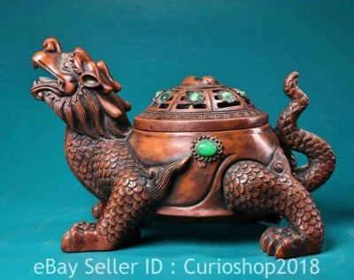 9.6" Antigua dinastía china de cobre dragón tortuga incensario incienso quemador estatua Foto 1 de 4