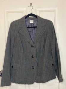Emma James grau gefütterte Jacke Damen 23" Brustumfang Blazer Stretch Rüschen - Bild 1 von 5