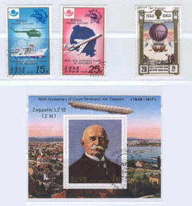 Aviation F25 Korea used 3v + Sheet used UPU Airship Zeppelin - Picture 1 of 1